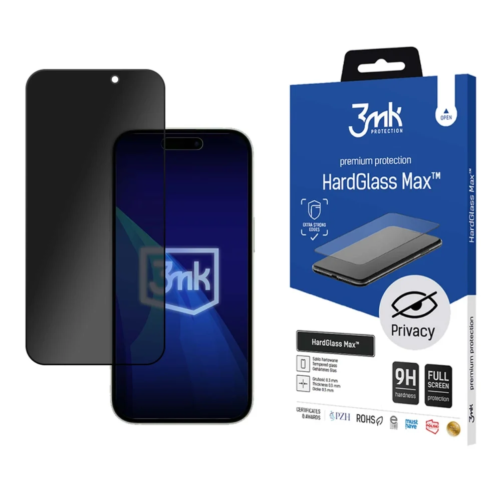 9H Privacy Glass 3mk HardGlass Max Privacy for Apple iPhone 16 Pro Maxeng