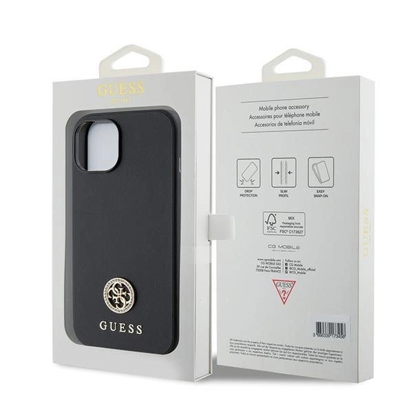 Guess GUHCP15SPS4DGPK iPhone 15 6.1" black/black hardcase Strass Metal Logoeng