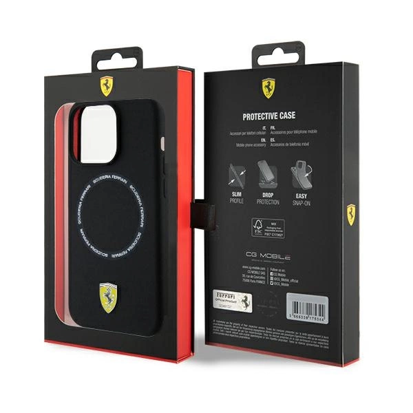 Ferrari Printed Ring MagSafe case for iPhone 15 Pro Max - blackeng