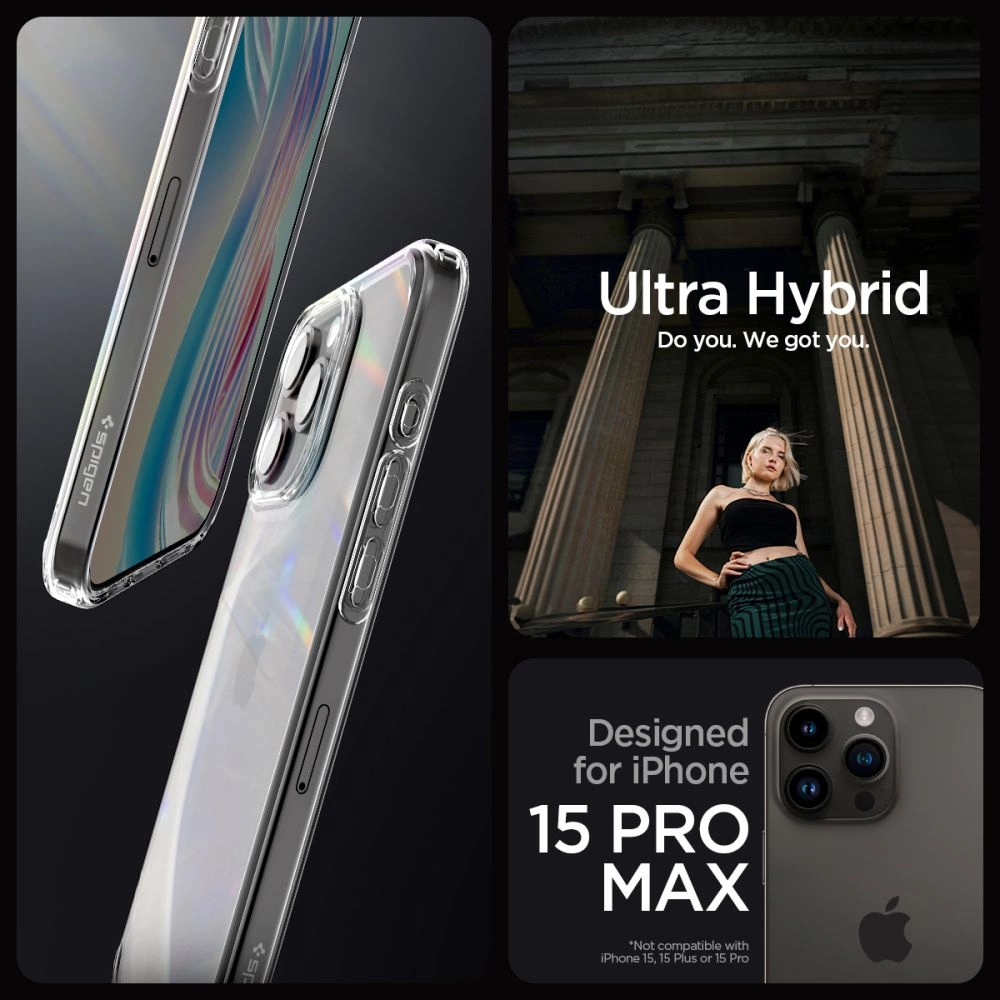 Spigen Ultra Hybrid Case for iPhone 15 Pro Max - Cleareng