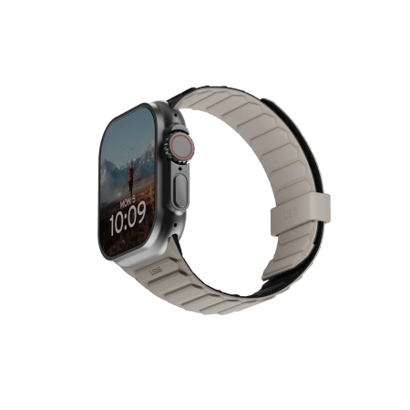 183193_1 UAG Pathfinder Silicone Double-Sided Magnetic Strap for Apple Watch 42 / 44 / 45 / 46 / 49mm - Black-Grayeng