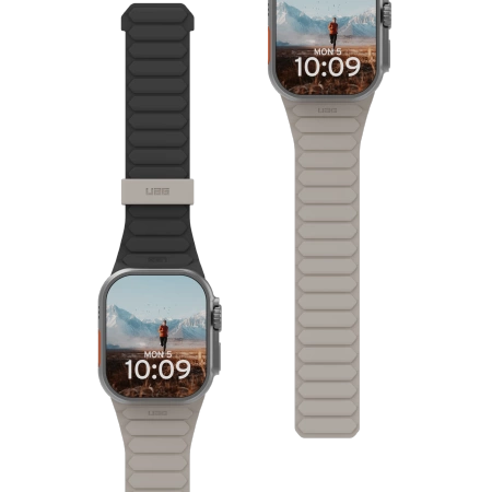 183193_3 UAG Pathfinder Silicone Double-Sided Magnetic Strap for Apple Watch 42 / 44 / 45 / 46 / 49mm - Black-Grayeng