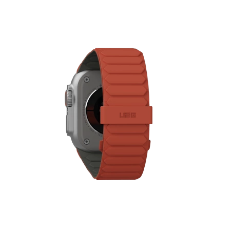 183194_2 UAG Pathfinder Silicone Double-Sided Magnetic Strap for Apple Watch 42 / 44 / 45 / 46 / 49mm - Gray-Orangeeng