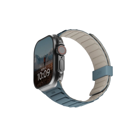 183195_1 UAG Pathfinder Silicone Double-Sided Magnetic Strap for Apple Watch 42 / 44 / 45 / 46 / 49mm - Gray-Blueeng