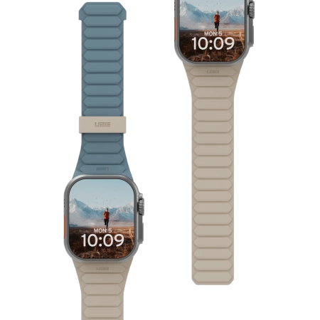 183195_3 UAG Pathfinder Silicone Double-Sided Magnetic Strap for Apple Watch 42 / 44 / 45 / 46 / 49mm - Gray-Blueeng
