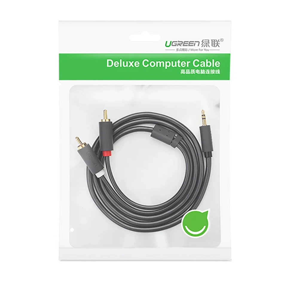 Ugreen AV102 10513 cable 3.5 mm mini jack (male) / 2RCA (male) 5m - grayeng