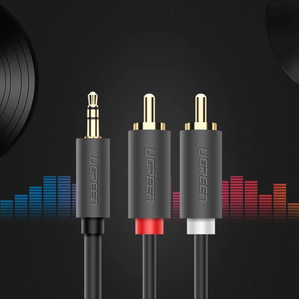 Ugreen AV102 10513 cable 3.5 mm mini jack (male) / 2RCA (male) 5m - grayeng