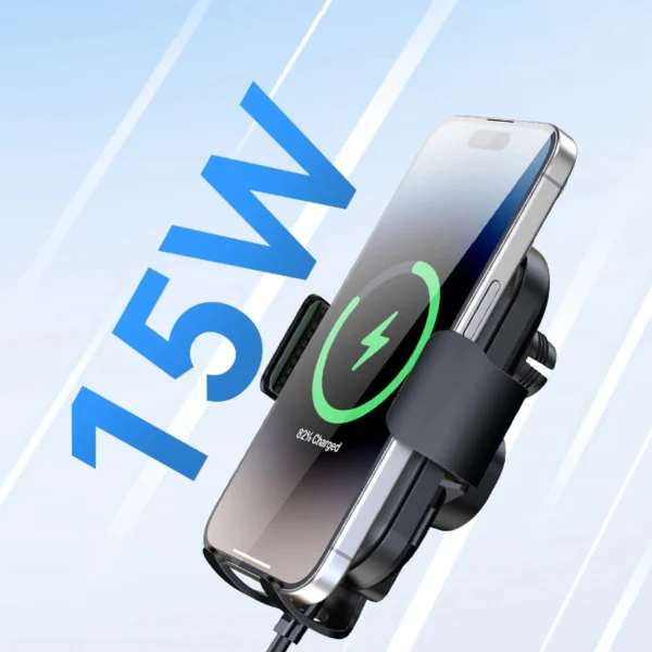 Wozinsky WUMID phone holder with 15W inductive charger for car dashboard - blackeng