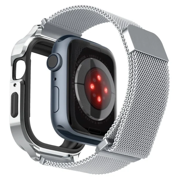 Spigen Metal Fit Pro Case and Strap Set for Apple Watch 4/5/6/7/8/9/SE (44/45mm) - Silvereng