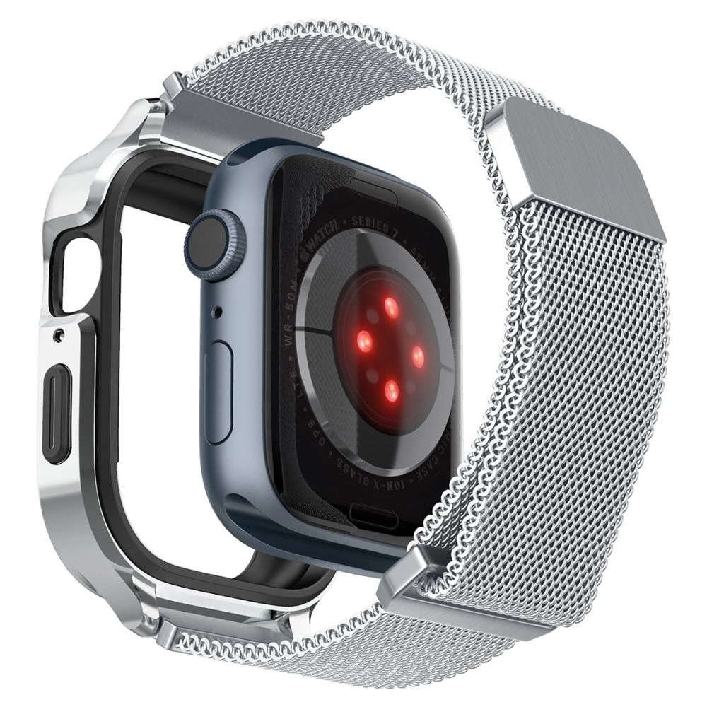 Spigen Metal Fit Pro Case and Strap Set for Apple Watch 4/5/6/7/8/9/SE (44/45mm) - Silvereng