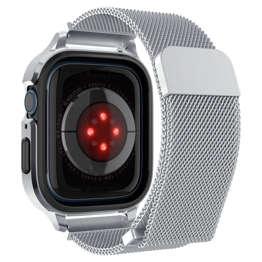 Spigen Metal Fit Pro Case and Strap Set for Apple Watch 4/5/6/7/8/9/SE (44/45mm) - Silvereng