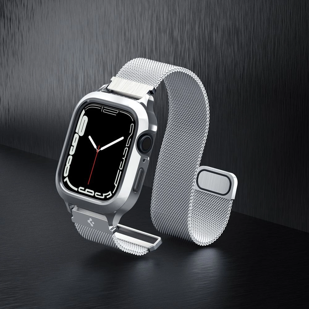 Spigen Metal Fit Pro Case and Strap Set for Apple Watch 4/5/6/7/8/9/SE (44/45mm) - Silvereng
