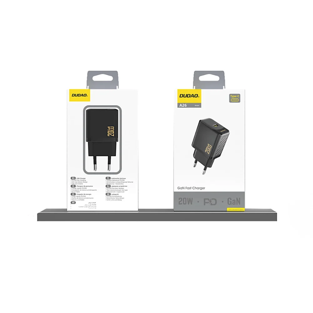 Dudao A26 PD20W GaN USB-C Charger - Blackeng