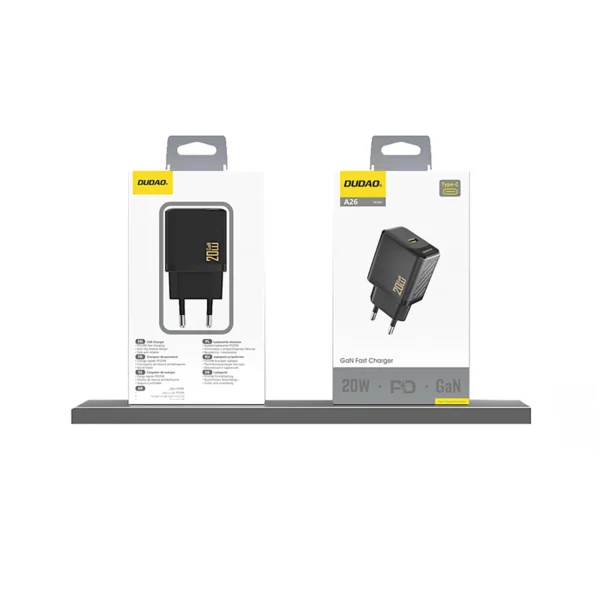 Dudao A26 PD20W GaN USB-C Charger - Blackeng