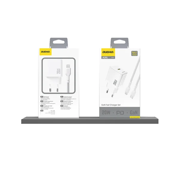 Dudao A26 PD20W GaN USB-C Charger - Whiteeng