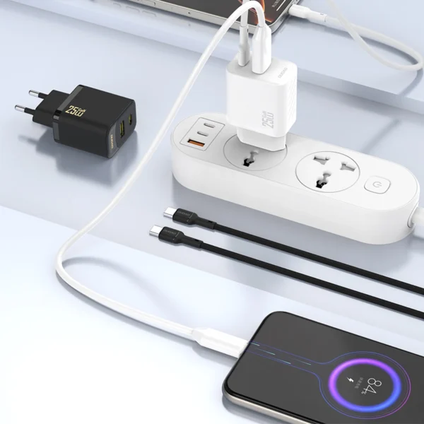 Dudao A26T GaN 25W USB-A, USB-C Charger - Blackeng