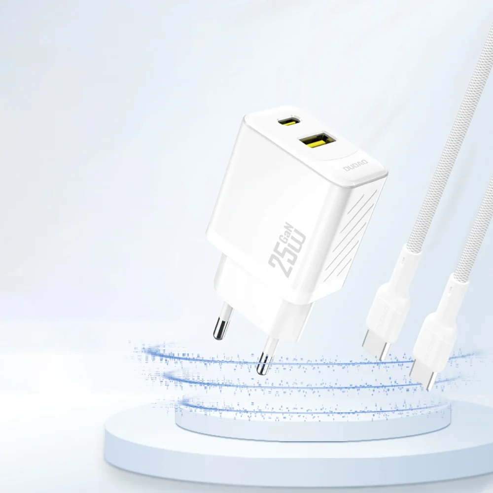 Dudao A26T GaN 25W USB-A, USB-C Charger - Whiteeng