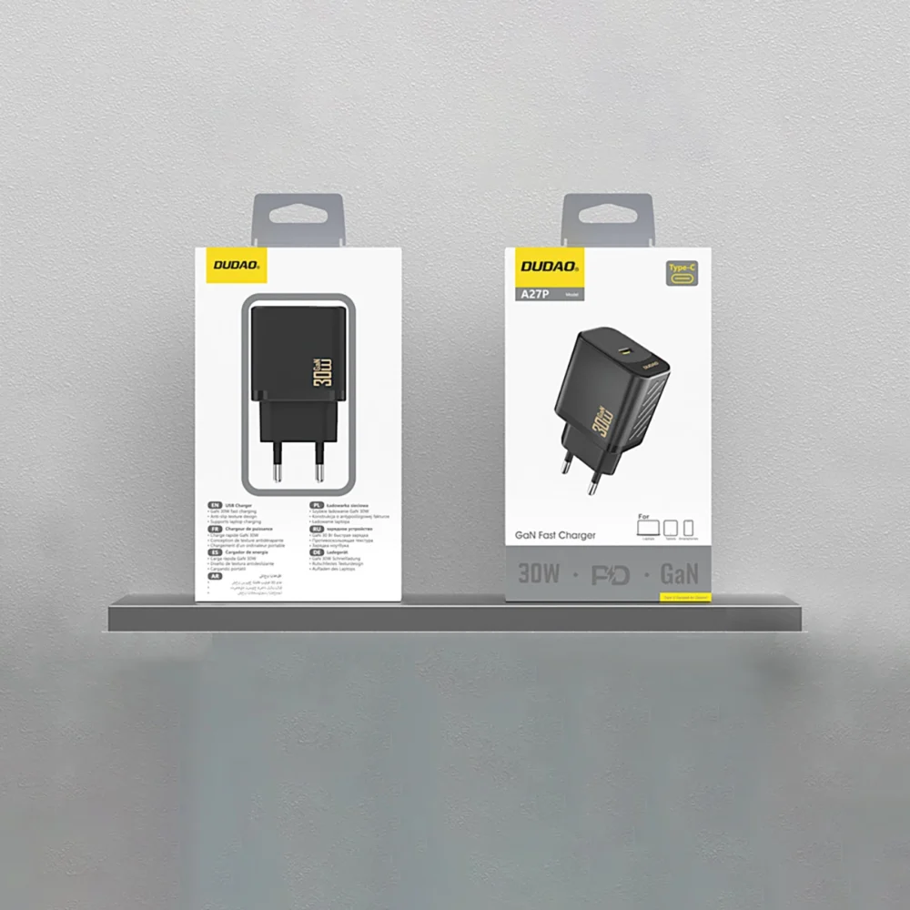 Dudao A27P 30W PD GaN USB-C Wall Charger - Blackeng
