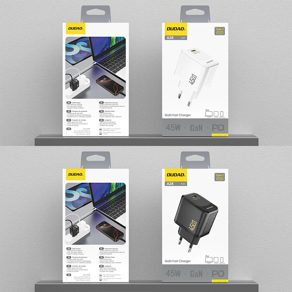 Dudao A28 45W GaN USB-C Wall Charger - Blackeng