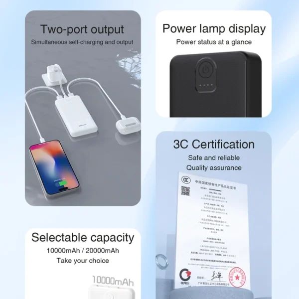 Powerbank Dudao K10 10000mAh 2.4A 2 x USB-A - whiteeng