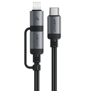 Acefast C20-01 USB-C - USB-C/ Lightning cable 60W/30W 480Mb/s 3A 1.2m - blackeng