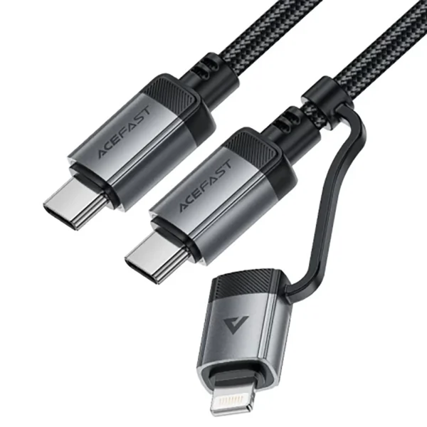 Acefast C20-01 USB-C - USB-C/ Lightning cable 60W/30W 480Mb/s 3A 1.2m - blackeng