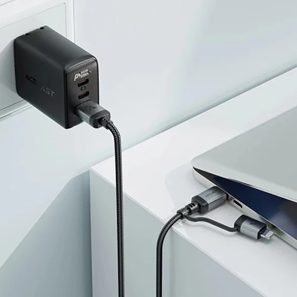 Acefast C20-01 USB-C - USB-C/ Lightning cable 60W/30W 480Mb/s 3A 1.2m - blackeng