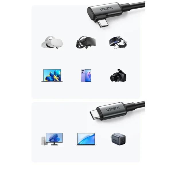 Ugreen US551 angled USB-C - USB-C PD cable 60W 3A 5Gb/s 5m - blackeng