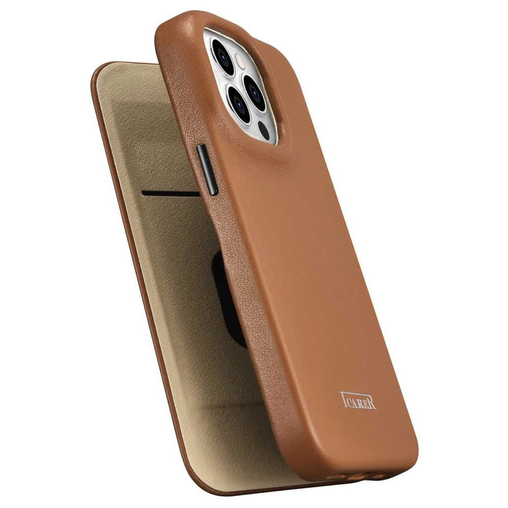 iCarer CE Premium Leather Folio Case iPhone 14 Pro Magnetic Flip Leather Folio Case MagSafe brown (WMI14220714-BN)eng