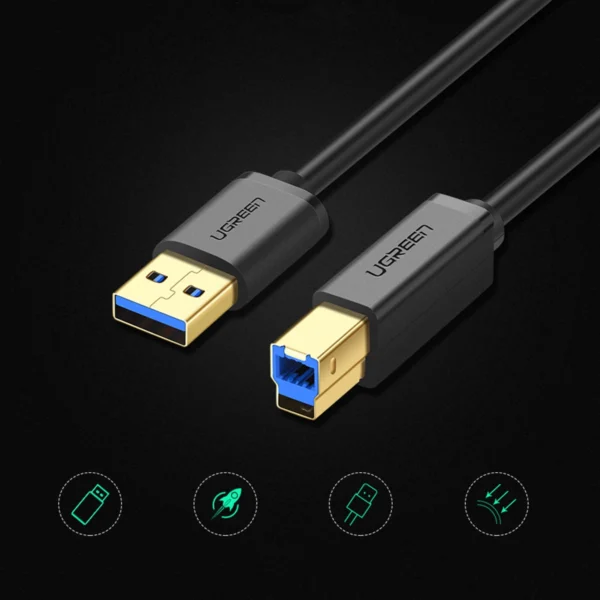 Ugreen US210 10372 Printer Cable USB-A 3.0 / USB-B 5Gbps 2m - Blackeng