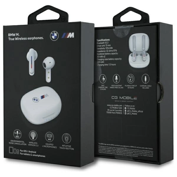 BMW Bluetooth headphones BMBEMIATP20LOH TWS + docking station white/white Printed Logoseng