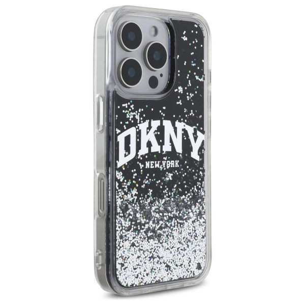 DKNY DKHCP16LLBNAEK iPhone 16 Pro 6.3" black/black hardcase Liquid Glitter Arch Logoeng