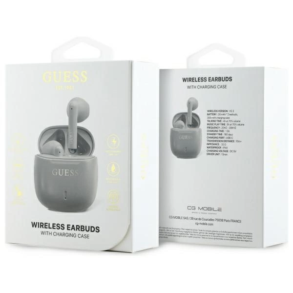 Guess Bluetooth headphones GUTWSJ14ESGE TWS + docking station taupe Printed Classic Logoeng