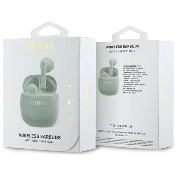Guess Bluetooth headphones GUTWSJ14ESGN TWS + docking station green/green Printed Classic Logoeng