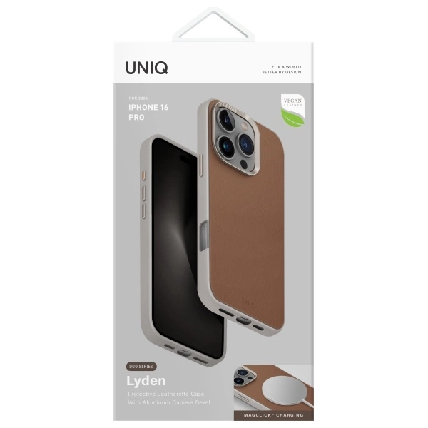Uniq Lyden DS iPhone 16 Pro 6.3" Magclick Charging Case Caramel/Caramel-Ivoryeng