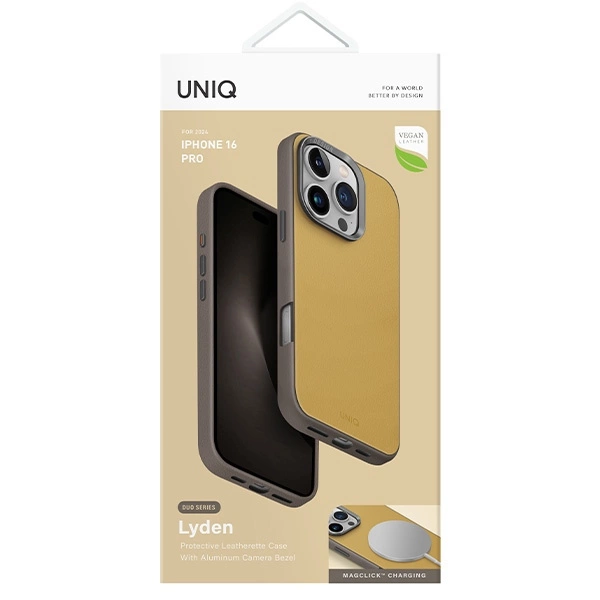 Uniq Lyden DS iPhone 16 Pro 6.3" Magclick Charging case yellow-gray/yellow-grayeng
