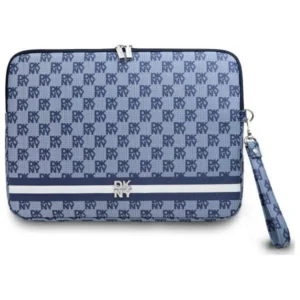 DKNY Sleeve Checkered Pattern Printed Stripes 14" Laptop Case - Blueeng