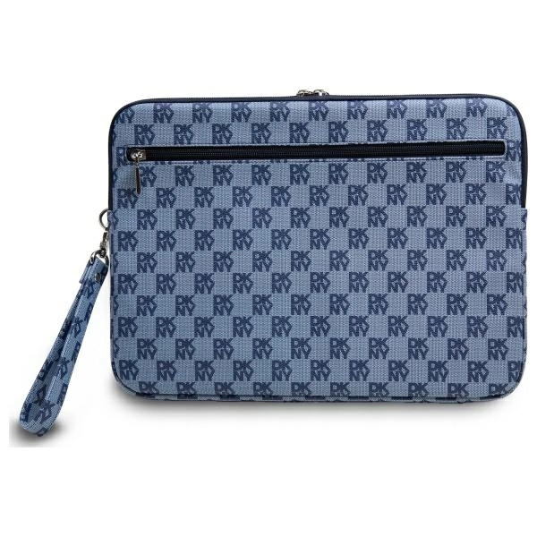 DKNY Sleeve Checkered Pattern Printed Stripes 14" Laptop Case - Blueeng
