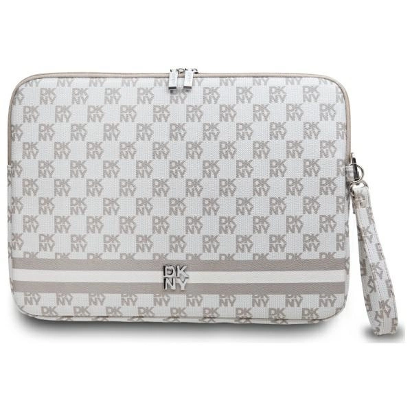 DKNY Sleeve Checkered Pattern Printed Stripes 14" Laptop Case - Beigeeng