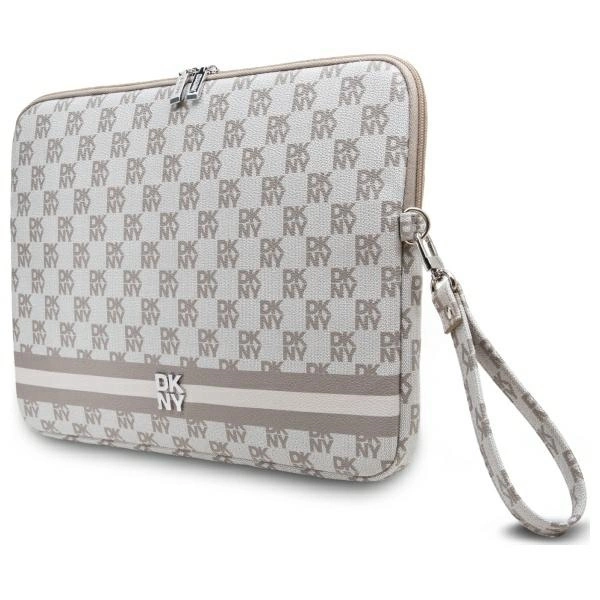 DKNY Sleeve Checkered Pattern Printed Stripes 14" Laptop Case - Beigeeng