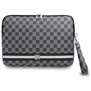 DKNY Sleeve Checkered Pattern Printed Stripes 14" Laptop Case - Blackeng