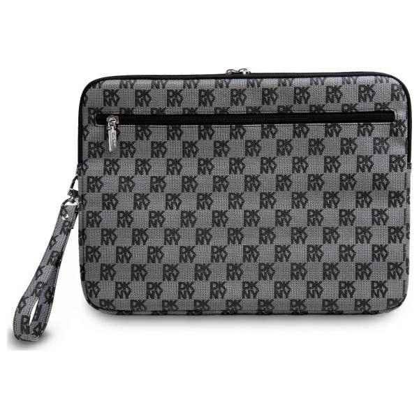 DKNY Sleeve Checkered Pattern Printed Stripes 14" Laptop Case - Blackeng