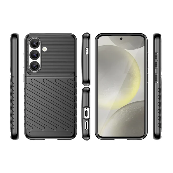 Thunder Case Samsung Galaxy S25 Silicone Armored Case Blackeng