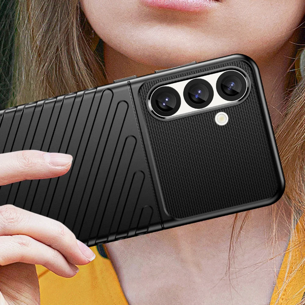 Thunder Case Samsung Galaxy S25 Silicone Armored Case Blackeng