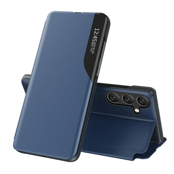 Eco Leather View Case for Samsung Galaxy S25 with Flip Stand - Blueeng