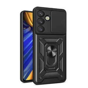 Hybrid Armor Camshield with Camera Cover and Metal Ring for Samsung Galaxy S25 - Blackeng