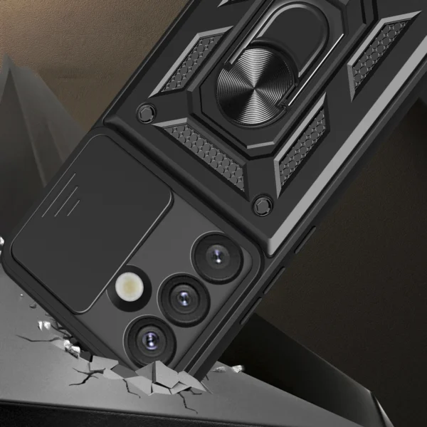 Hybrid Armor Camshield with Camera Cover and Metal Ring for Samsung Galaxy S25 - Blackeng