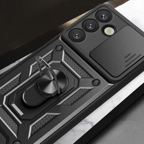 Hybrid Armor Camshield with Camera Cover and Metal Ring for Samsung Galaxy S25 - Blackeng