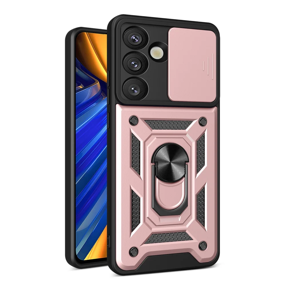Hybrid Armor Camshield with Camera Cover and Metal Ring for Samsung Galaxy S25 - Pinkeng