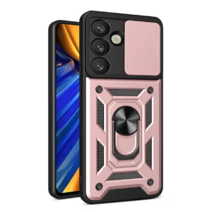 Hybrid Armor Camshield with Camera Cover and Metal Ring for Samsung Galaxy S25 - Pinkeng